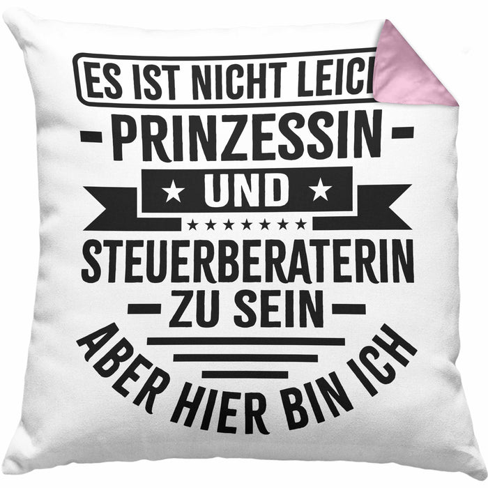 Steuerberaterin Geschenk Kissen mit Füllung 40x40 Geschenkidee Prinzessin (Grau) Rosa Trendation