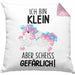 Lustige Ich Bin Klein Aber Gefährlich Kissen mit Füllung 40x40 Mit Spruch Einhorn Geschenk Mama Freundin Kollegin Geschenkidee Arbeit Frauen (Grau) Rosa Trendation