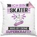 Skater Kissen mit Füllung 40x40 Geschenk für Skater Geburtstag Lustiger Spruch Was Ist Deine Superkraft (Grau) Rosa Trendation