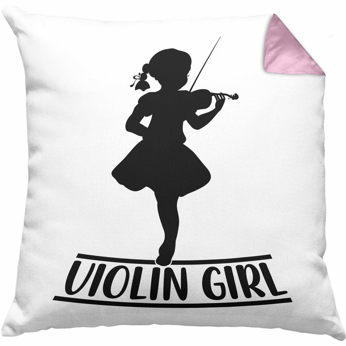 Geigenspieler Geschenk Kissen mit Füllung 40x40 Geigenspielerin Geigen Spruch Violin Girl (Grau) Rosa Trendation