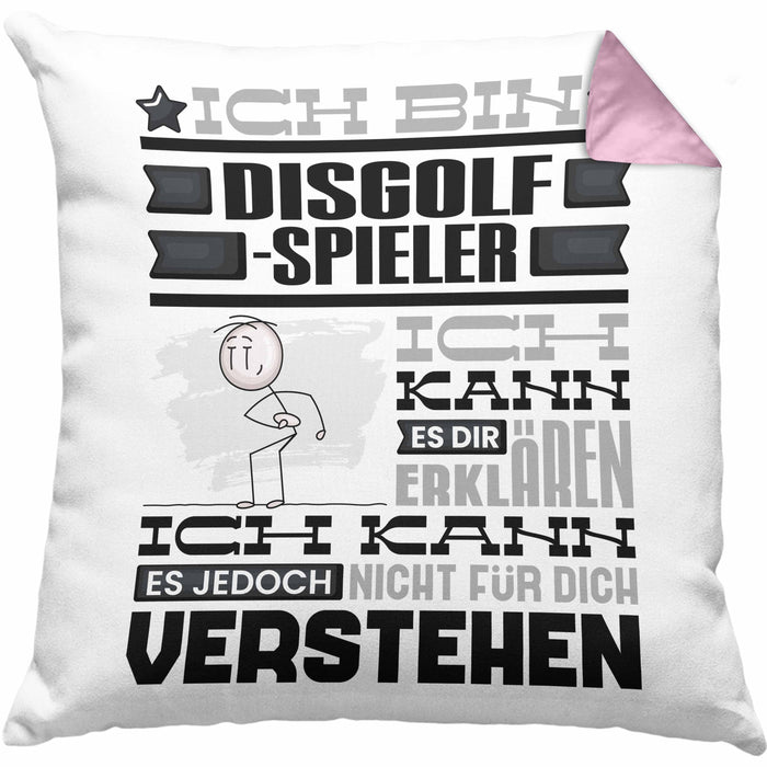 Discgolf-Spieler Geschenk Kaffee-Kissen mit Füllung 40x40 Geschenkidee für Discgolf-Spieler Ich Bin Discgolf-Spieler Ich Kann Es Dir Erklären Jedoch Nicht Für Dich Verstehen Spruch Lustig (Grau) Rosa Trendation