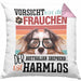 Australian Shepherd Besitzerin Frauchen Kissen mit Füllung 40x40 Geschenk Lustiger Spruch Geschenkidee Vorsicht Vor Dem Frauchen (Grau) Rosa Trendation
