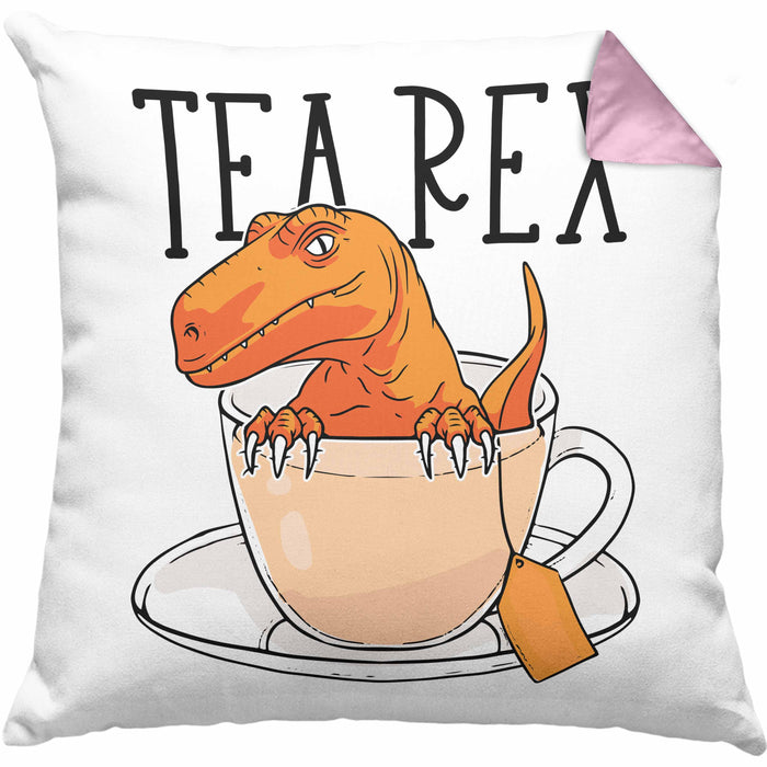 Dinosaurier Kissen mit Füllung 40x40 Geschenk Tea Rex Kissen mit Füllung 40x40 Geschenk Dino T-Rex Geschenk Für Jungs (Grau) Rosa Trendation