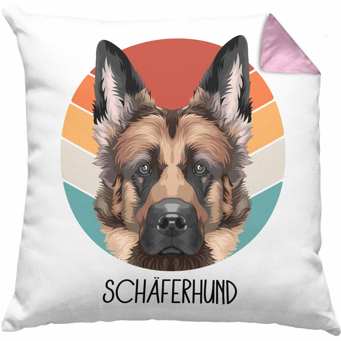 Schäferhund Besitzer Kissen mit Füllung 40x40 Geschenk Lustiger Spruch Geschenkidee Schäferhund Mama Papa (Grau) Rosa Trendation