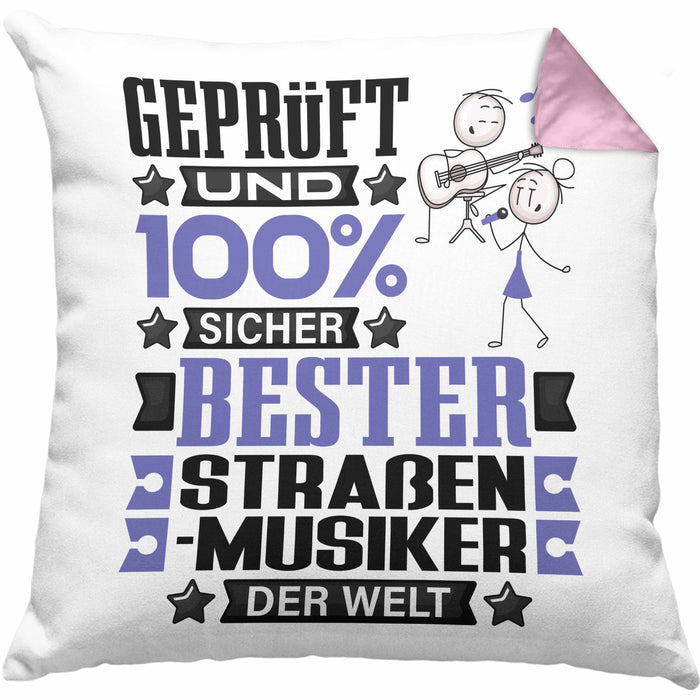 Straßenmusiker Geschenk Lustiger Spruch für Straßenmusiker Geschenkidee Bester Straßenmusiker Der WeltKissen mit Füllung 40x40 (Grau) Rosa Trendation