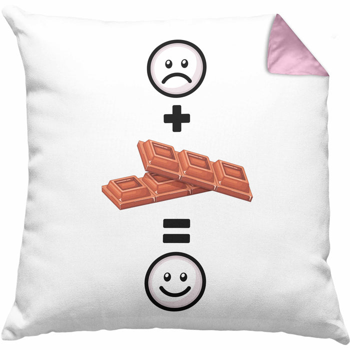 Schokolade Kissen mit Füllung 40x40 Geschenk für Schoko-Liebhaber Lustige Geschenkidee :( + Schokolade = :) Geburtstag (Grau) Rosa Trendation