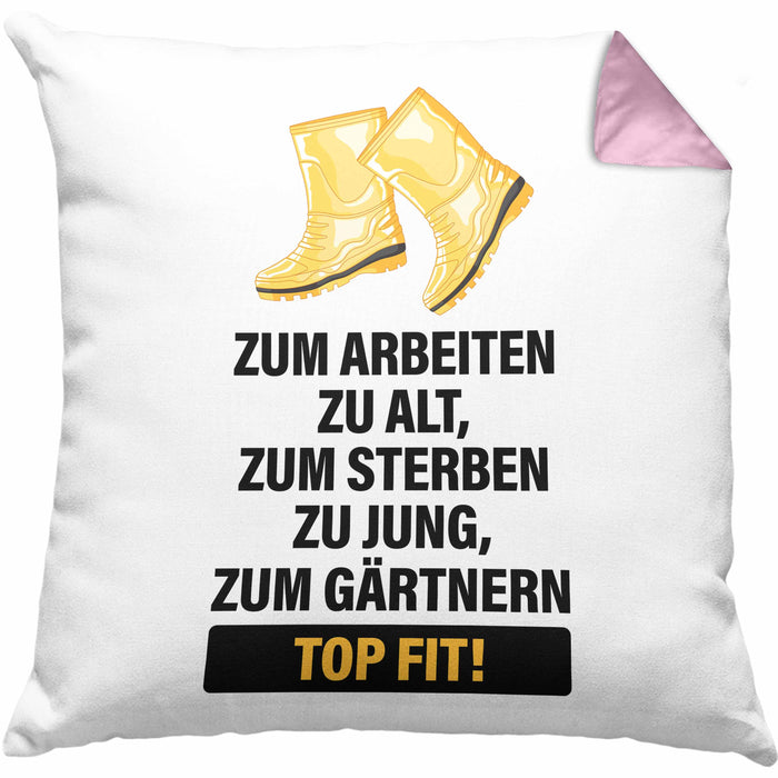 Gärtner Kissen mit Füllung 40x40 mit Spruch Garten Hobbygärtner Gärtner Geschenk Lustig Gärtnerin Geschenkidee (Grau) Rosa Trendation