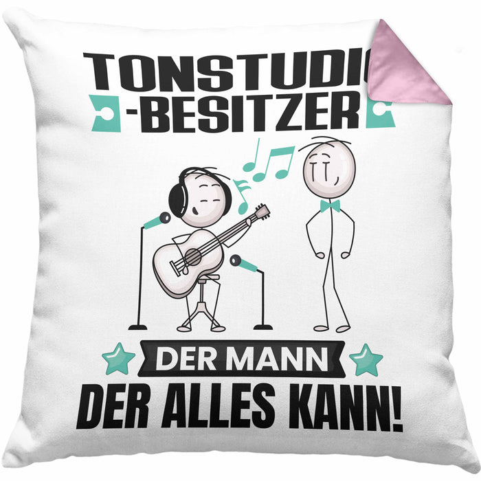 Tonstudio-Besitzer Kissen mit Füllung 40x40 Geschenk für Tonstudio-Besitzer Der Mann Der Alles Kann Geschenkidee zum Geburtstag (Grau) Rosa Trendation