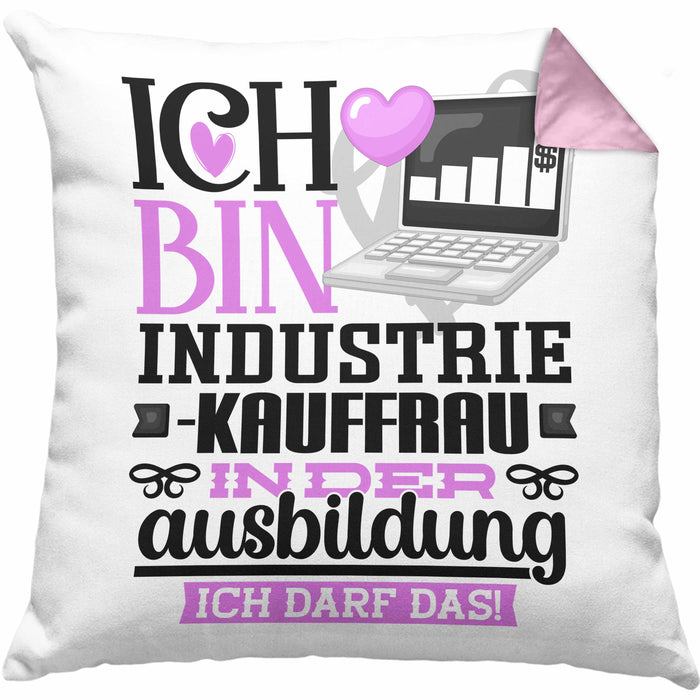 Industriekauffrau Ausbildung Start Geschenk Kissen mit Füllung 40x40 Ich Bin Industriekauffrau In Der Ausbildung Ich Darf Das Geschenkidee (Grau) Rosa Trendation
