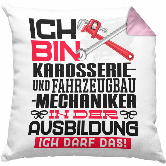 Karosserie- und Fahrzeugbaumechaniker Ausbildung Kissen mit Füllung 40x40 Geschenk Ich Bin Karosserie- und Fahrzeugbaumechaniker In Der Ausbildung Ich Darf Das Geschenkidee Spruch (Grau) Rosa Trendation