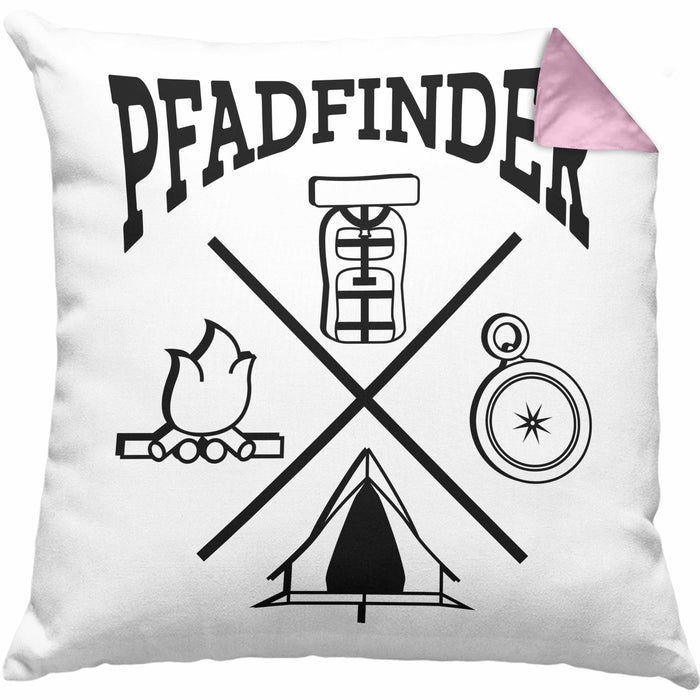 Pfadfinder Kissen mit Füllung 40x40 Geschenk Lustige Geschenkidee Für Pfadfinder (Grau) Rosa Trendation