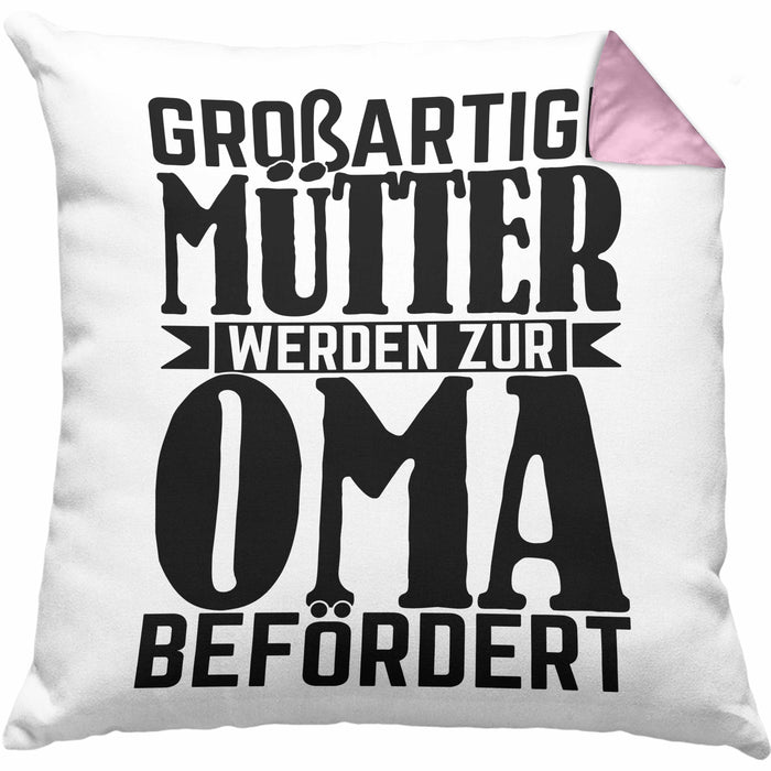 Oma Geschenk Kissen mit Füllung 40x40 Beste Oma Geschenkidee Geburtstag Muttertag Großartige Mütter Werden Zur Oma Befördert (Grau) Rosa Trendation
