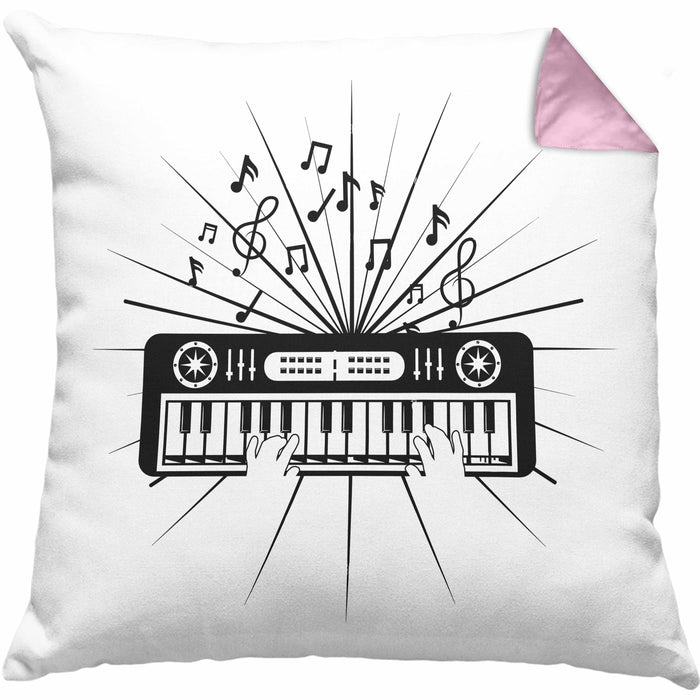 Keyboard Spieler Kissen mit Füllung 40x40 Geschenk für Keyboarder Musiker Band Geschenkidee (Grau) Rosa Trendation