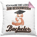 Bachelor Geschenk Abschluss Kissen mit Füllung 40x40 Spruch Master Abitur Abi Graduation Bestanden Prüfung Lizenz zum Besserwisser (Grau) Rosa Trendation