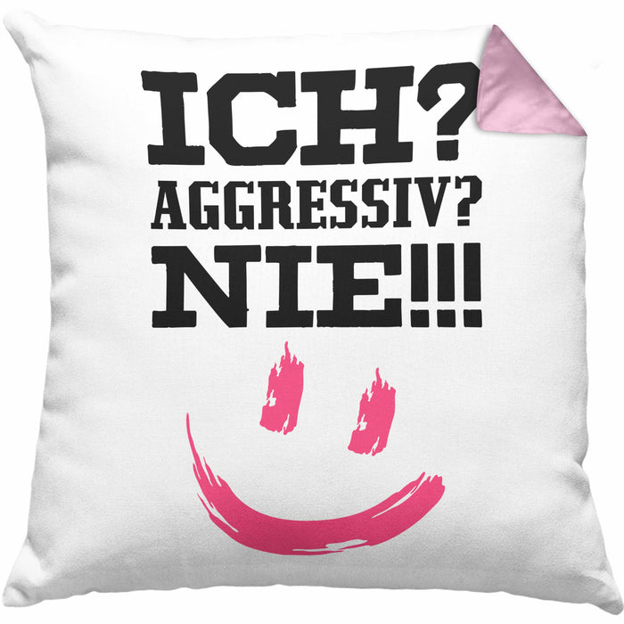 Ich Aggressiv Nie Lustige Kissen mit Füllung 40x40 mit Spruch für Arbeit Büro mit Sprüchen Lustig (Grau) Rosa Trendation