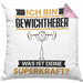 Gewichtheber Kissen mit Füllung 40x40 Geschenk für Gewichtheber Geburtstag Lustiger Spruch Was Ist Deine Superkraft (Grau) Rosa Trendation