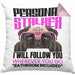 Mops Besitzerin Kissen mit Füllung 40x40 Geschenk Lustiger Spruch Geschenkidee Personal Stalker (Grau) Rosa Trendation