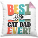 Geschenk für besten Katzenvater: "Best Cat Dad Ever" Kissen mit Füllung 40x40 Vatertag (Grau) Rosa Trendation