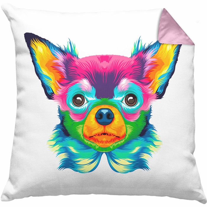 Chihuhahua Mama Besitzer Kissen mit Füllung 40x40 Geschenkidee Frauchen Herrchen Herz Bunte geschenkidee (Grau) Rosa Trendation