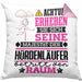 Hürdenläufer Geschenk Kissen mit Füllung 40x40 Lustiger Spruch Erheben Sie Sich Der Hürdenläufer Betritt den Raum (Grau) Rosa Trendation