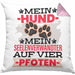 Hundebesitzer Kissen mit Füllung 40x40 Geschenk Hunde Mein Seelenverwandter Auf 4 Pfoten Geschenkidee Hunde Mama Frauchen Herrchen (Grau) Rosa Trendation