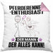 Pferderennen-Enthusiast Kissen mit Füllung 40x40 Geschenk für Pferderennen-Enthusiast Der Mann Der Alles Kann Geschenkidee zum Geburtstag (Grau) Rosa Trendation