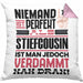 Stiefcousin Geschenk Kissen mit Füllung 40x40 Lustige Geschenkidee für Stiefcousin Geburtstag Niemand Ist Perfekt Aber Als Stiefcousin Ist Man Nah Dran (Grau) Rosa Trendation