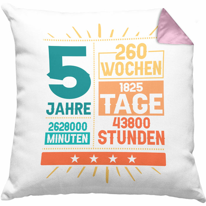 5. Geburtstag Kissen mit Füllung 40x40 Geschenk 5Er Geburtstag Geschenkidee Jungs Mädchen (Grau) Rosa Trendation