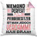 Pferdebesitzer Geschenk Kissen mit Füllung 40x40 Lustige Geschenkidee für Pferdebesitzer Geburtstag Niemand Ist Perfekt Aber Als Pferdebesitzer Ist Man Nah Dran (Grau) Rosa Trendation