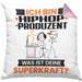 Hiphop-Produzent Kissen mit Füllung 40x40 Geschenk für Hiphop-Produzent Geburtstag Lustiger Spruch Was Ist Deine Superkraft (Grau) Rosa Trendation