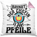 Bogenschützin Kissen mit Füllung 40x40 Geschenk Frauen Bogenschießen Geschenkidee Pfeil und Bogen (Grau) Rosa Trendation
