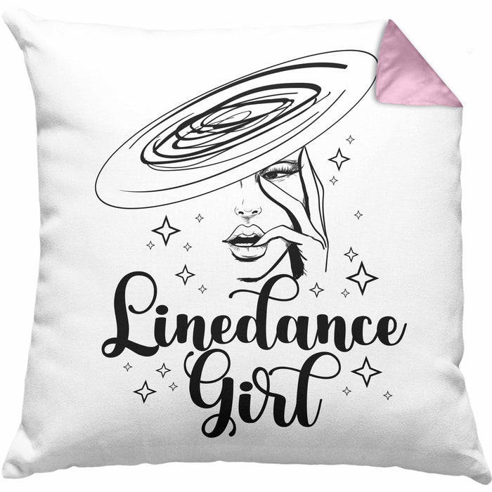 Linedance Geschenke Girl Kissen mit Füllung 40x40 Geschenkidee Spruch Line Dance Frauen Sprüche (Grau) Rosa Trendation