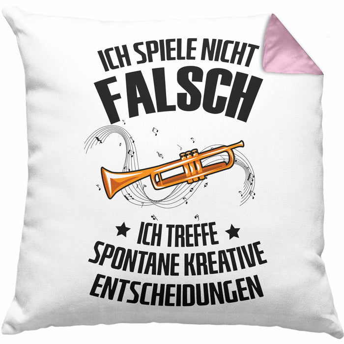 Kissen mit Füllung 40x40 Posaunist Geschenk Lustiges Geschenkidee Posaunen-Spieler (Grau) Rosa Trendation