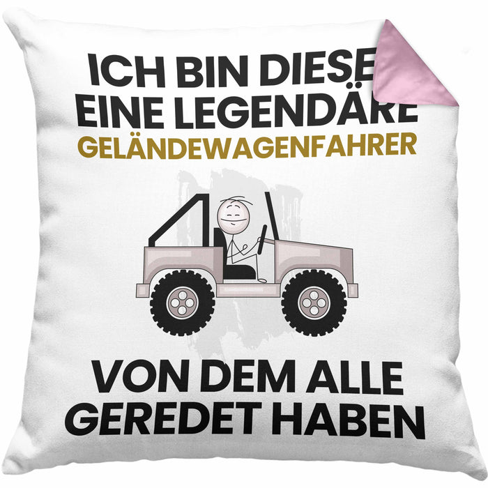 Geländewagenfahrer Geschenk Kissen mit Füllung 40x40 Lustige Geschenkidee Geburtstag für Geländewagenfahrer Ich Bin Dieser Legendäre Geländewagenfahrer Von Dem Alle Geredet Haben (Grau) Rosa Trendation