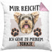Yorkie Besitzer Kissen mit Füllung 40x40 Geschenk Lustiger Spruch Geschenkidee Mir Reichts Ich Geh Zu Meinem Yorkie (Grau) Rosa Trendation