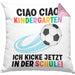 Einschulung Junge Fußball Schulkind Geschenk für Schultüte Füllung Kissen mit Füllung 40x40 Schulstart 1. Schultag Schuleinführung Schulanfang Geschenkidee 2024 (Grau) Rosa Trendation
