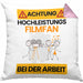 Filmfan Kissen mit Füllung 40x40 Geschenk Lustiger Spruch Geschenkidee für Filmfan Achtung Hochleistungs Filmfan Bei Der Arbeit (Grau) Rosa Trendation