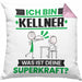 Kellner Kissen mit Füllung 40x40 Geschenk für Kellner Geburtstag Lustiger Spruch Was Ist Deine Superkraft (Grau) Rosa Trendation