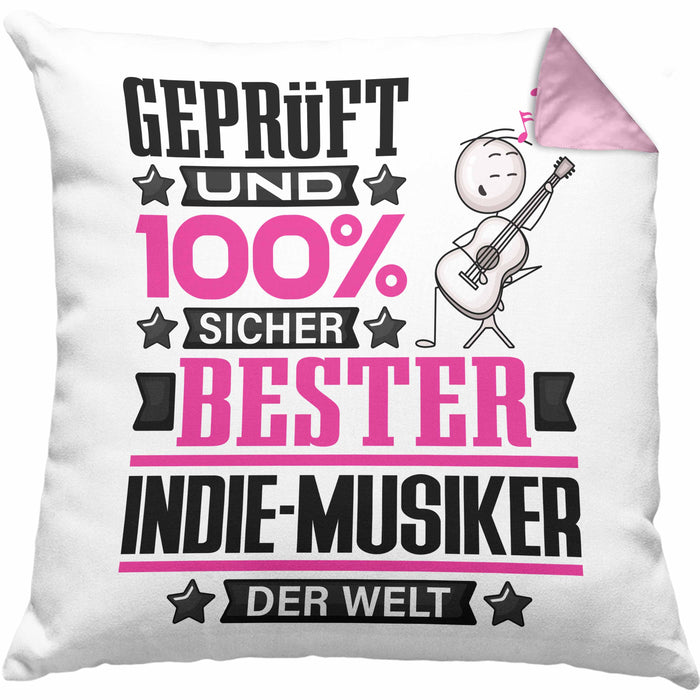 Indie-Musiker Geschenk Lustiger Spruch für Indie-Musiker Geschenkidee Bester Indie-Musiker Der WeltKissen mit Füllung 40x40 (Grau) Rosa Trendation