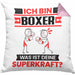 Boxer Kissen mit Füllung 40x40 Geschenk für Boxer Geburtstag Lustiger Spruch Was Ist Deine Superkraft (Grau) Rosa Trendation