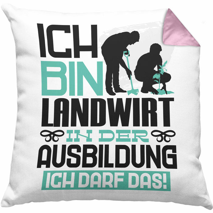 Landwirt Ausbildung Kissen mit Füllung 40x40 Geschenk Ich Bin Landwirt In Der Ausbildung Ich Darf Das Geschenkidee Spruch (Grau) Rosa Trendation