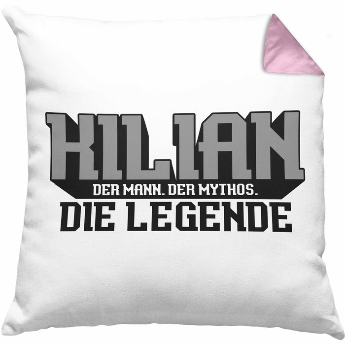 Kilian Kissen mit Füllung 40x40 Namen Spruch Namenstag (Grau) Rosa Trendation
