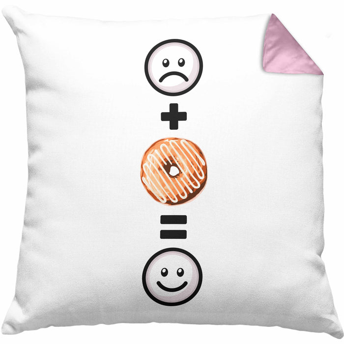 Donut Kissen mit Füllung 40x40 Geschenk für Donut-Liebhaber :( + Donut = :) Lustige Geschenkidee Geburtstag (Grau) Rosa Trendation