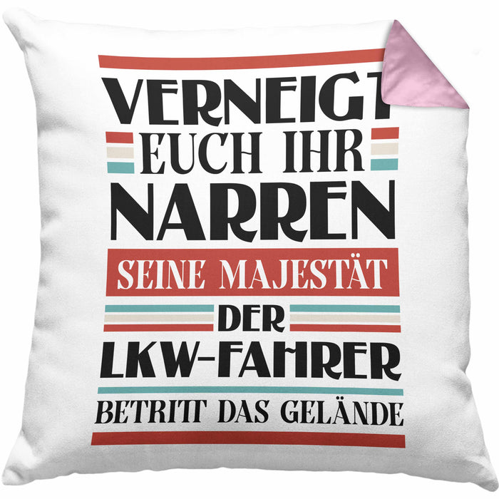 LKW Fahrer Geschenk Kissen mit Füllung 40x40 Geschenke Zubehör Lustig Mann Lkwfahrer Geschenkidee Kissen mit Füllung 40x40 mit Spruch (Grau) Rosa Trendation