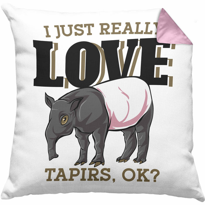 Lustige Tapir Kissen mit Füllung 40x40 Geschenk Tapir Liebhaber (Grau) Rosa Trendation
