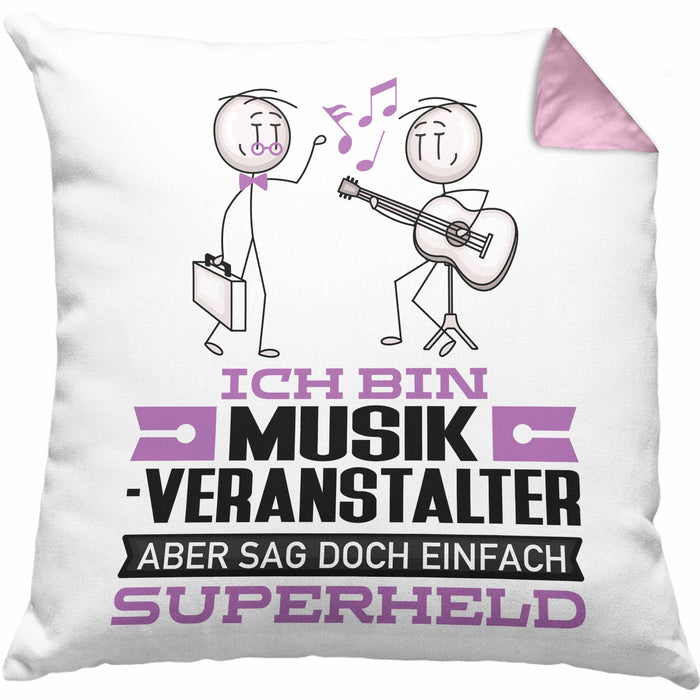 Musikveranstalter Geschenk Kissen mit Füllung 40x40 Ich Bin Musikveranstalter Aber Sag Doch Einfach Superheld Lustige Geschenkdiee für Musikveranstalter (Grau) Rosa Trendation