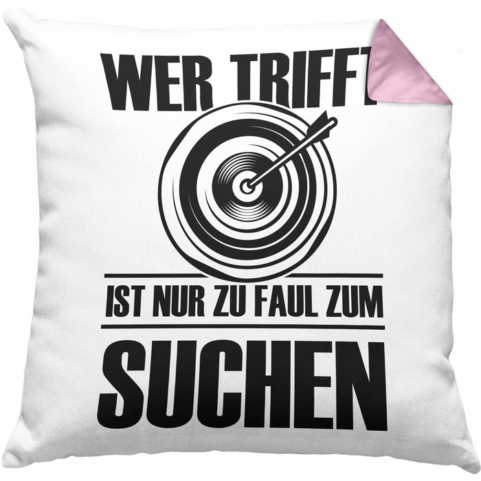 Bogenschießen Kissen mit Füllung 40x40 mit Bogenschütze Spruch - Geschenk für Pfeil und Bogen Fans (Grau) Rosa Trendation