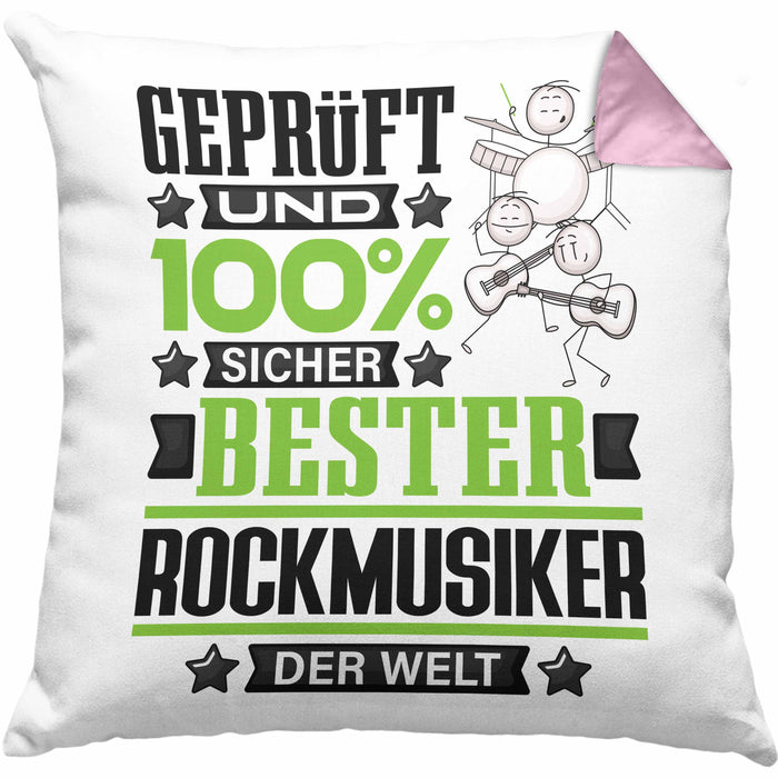 Rockmusiker Geschenk Lustiger Spruch für Rockmusiker Geschenkidee Bester Rockmusiker Der WeltKissen mit Füllung 40x40 (Grau) Rosa Trendation