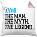 Kissen mit Füllung 40x40 für Vater Lustig "Dad The Man The Myth The Legend" Vatertag Spruch Geschenkidee (Grau) Rosa Trendation
