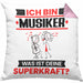 Musiker Kissen mit Füllung 40x40 Geschenk für Musiker Geburtstag Lustiger Spruch Was Ist Deine Superkraft (Grau) Rosa Trendation